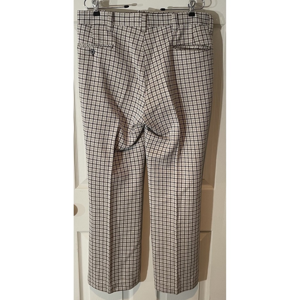 Dickies Dress Pants Brown Houndstooth pattern wide leg Sz 18 70s Retro Academia - Picture 2 of 11
